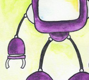 mike slobot watercolor robot pop art detail