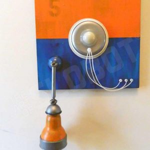Mike Slobot Robot Painting Number 5 in Orange, Blue, and Violet