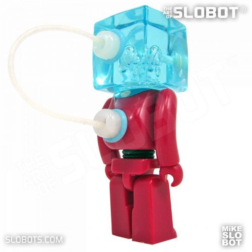 Mike Slobot slomikro Maroon and Clear Blue small robot art back right