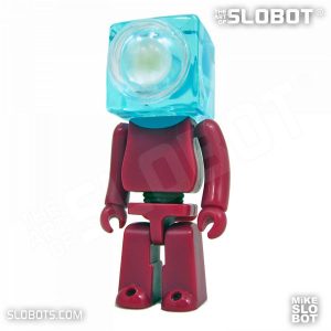 Mike Slobot slomikro Maroon and Clear Blue small robot art front
