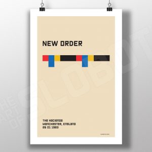 Mike Slobot Bauhaus Style poster inspired by New Order Concert Hacienda Manchester 1983