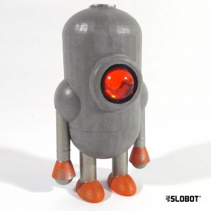 Carl 5 Grey and Orange Robot Sculpture by Mike Slobot
